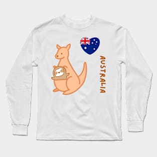 Cute I Love Australia Kangaroo Sloth Long Sleeve T-Shirt